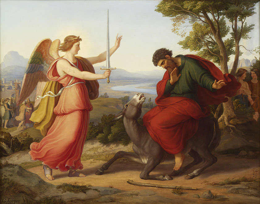 Balaam and the angel, painting from Gustav Jaeger, 1836.